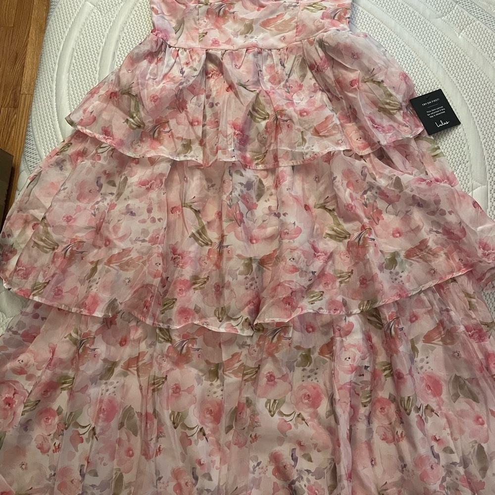 Lulu's Pink Floral Layered Dress